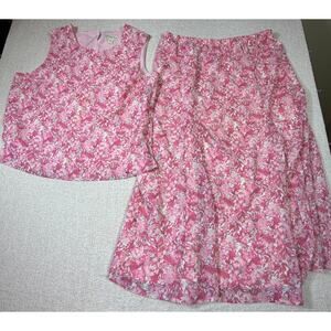 Appleseed’s Women 18 Large Pink Floral Pull On Skirt Set Vacation Cruise